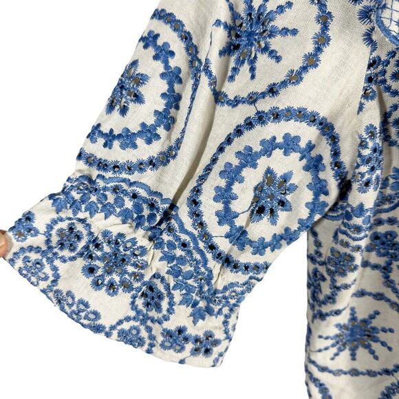 Sezane South Blouse Embroidered Floral Eyelet 
Blouse Summer French Blouse US 6 - Picture 4 of 14